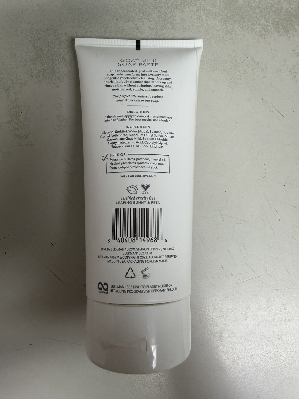 Beekman 1802 PURE Goat Milk Soap Paste, Unscented, Sensitive Skin 8 fl oz