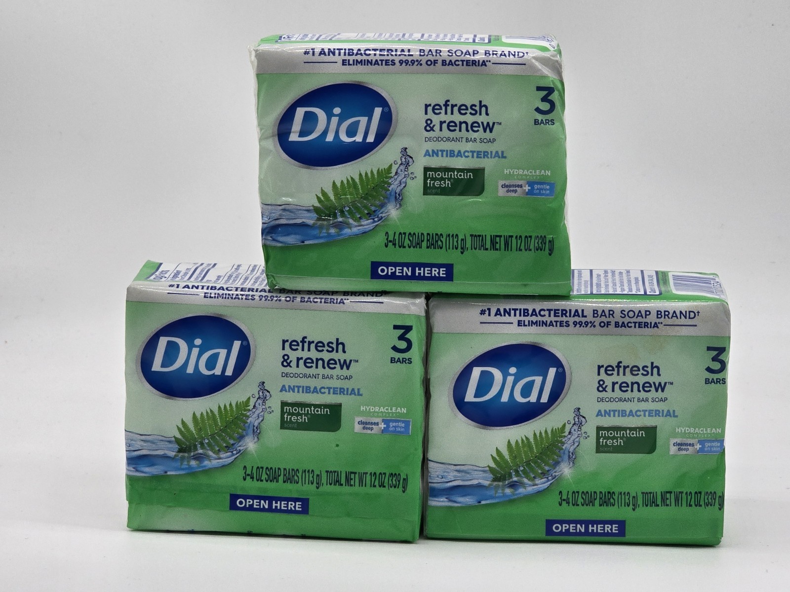 3x DIAL 3-PK MOUNTAIN FRESH SOAP BARS SEALED 4 oz BARS DEODORANT ANTIBACTERIAL