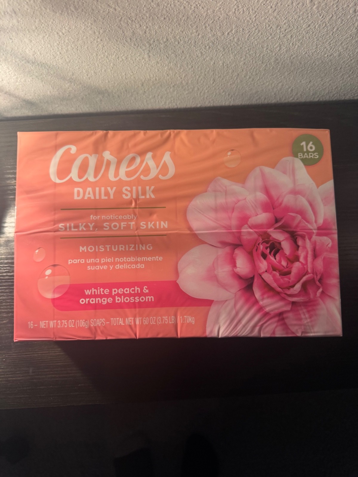 16 Bars Caress Daily Silk Bar Soap White Peach Orange Blossom New