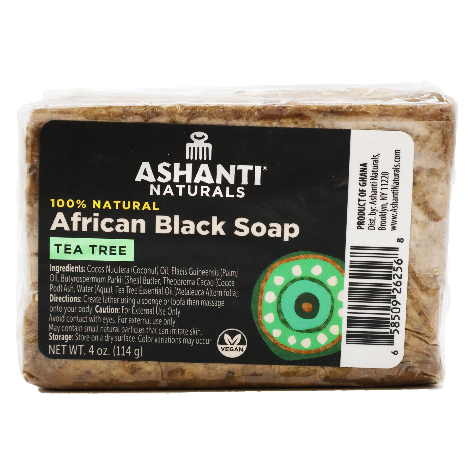 Ashanti Naturals African Black Soap Bar Tea Tree 4 Oz|Case of 12
