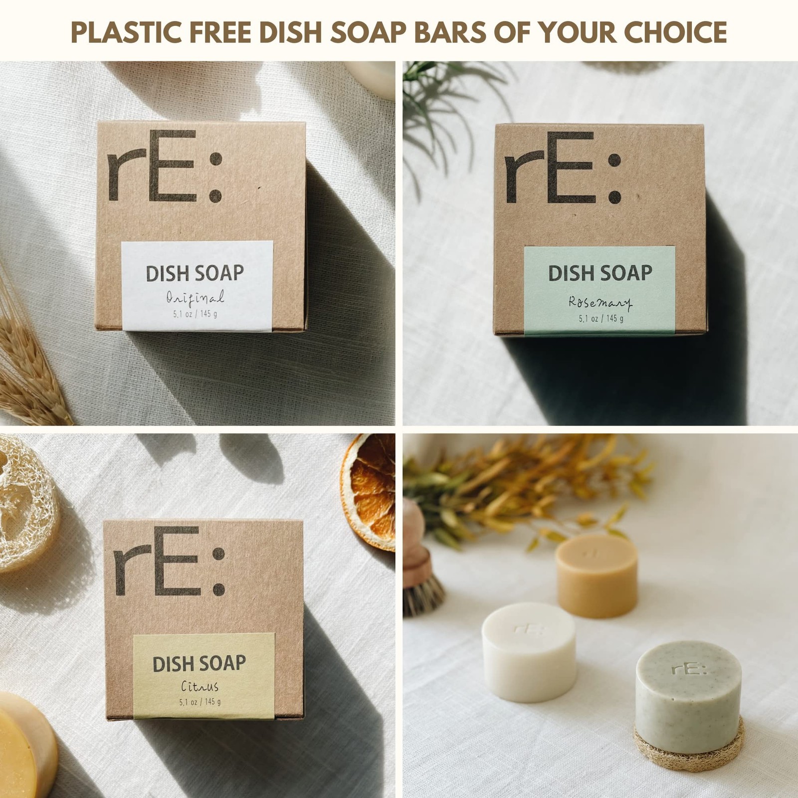RE: Citrus Dish Soap Bar Loofah Sponge 3 Pack