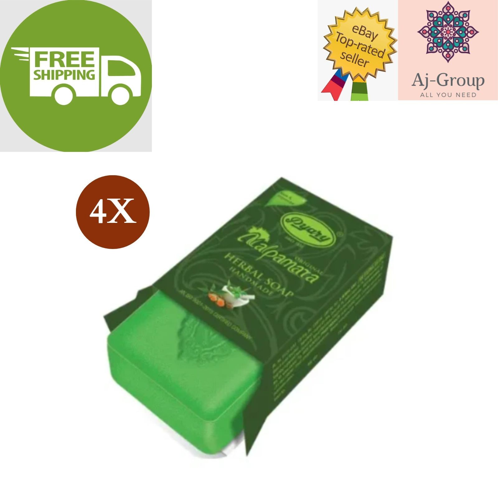 4 X Indian Pyary Nalpamara Original Herbal Soap – 75g Hand Made ⭐FREE SHIPPING⭐