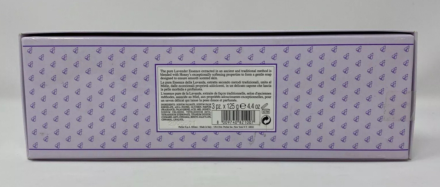 Perlier Lavender Honey Softening Soap – Three 4.4 Oz Sealed Bars Gift Set