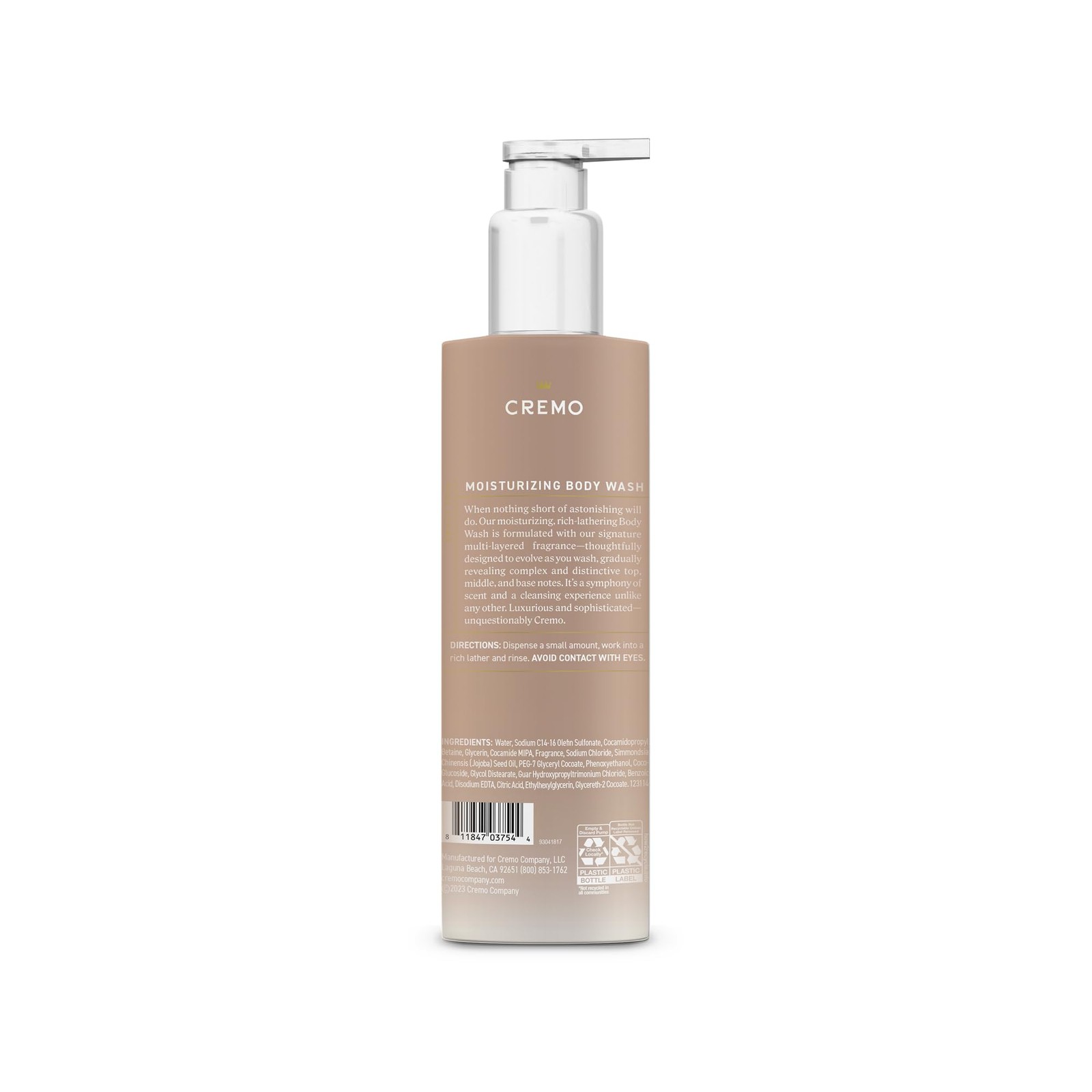 Cremo White Jasmine Amber Skin Moisturizing 16 Fl Oz (Pack of 1), No Color