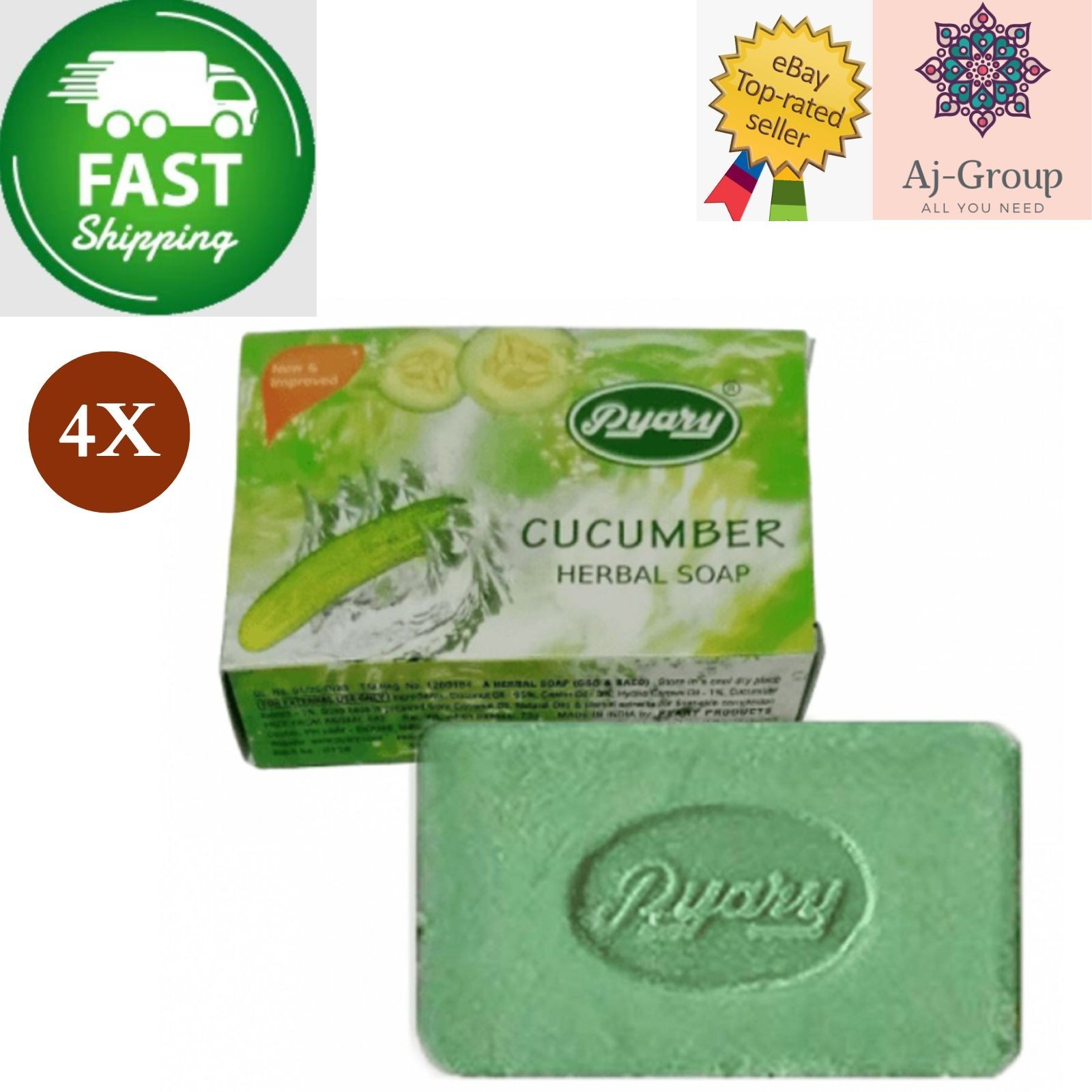 4 X Indian Pyary Cucumber Herbal Soap – 75g Hand Made ⭐FAST SHIPPING⭐