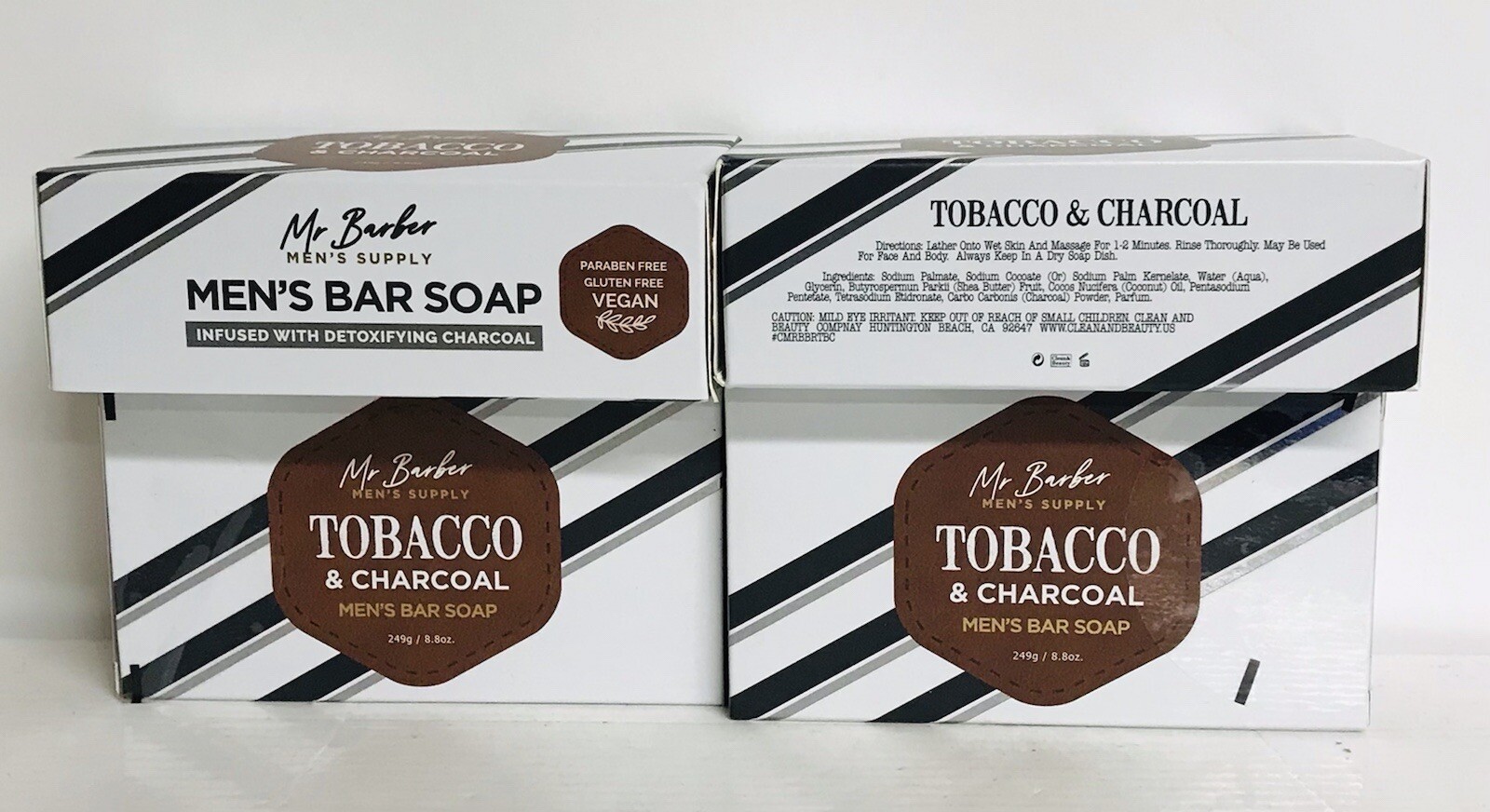 4-Pack Mr. Barber ~ Tobacco & Charcoal Men’s Bar Soap 8.8 oz Each
