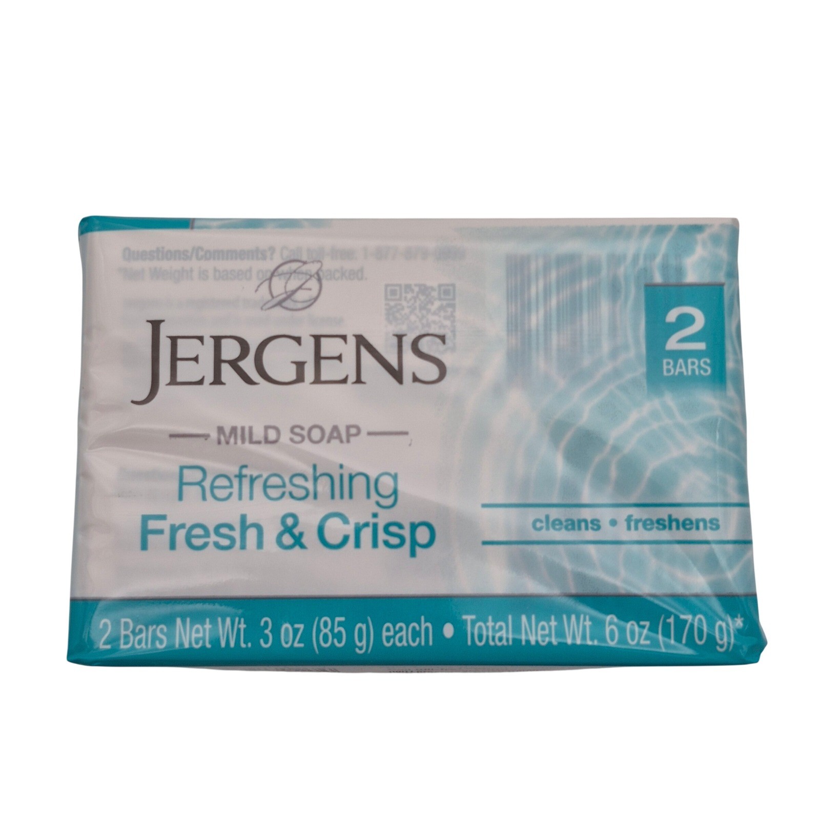 Jergens Refeshing Fresh Crisp (2 Mild Soap Bars) Cleans & Freshens