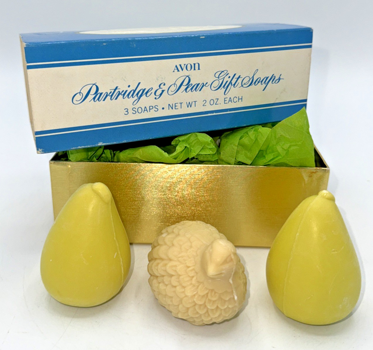 Vintage Avon Partridge & Pear Gift Soaps Set Of 3, W/Box 1970’s Guest Soap Decor