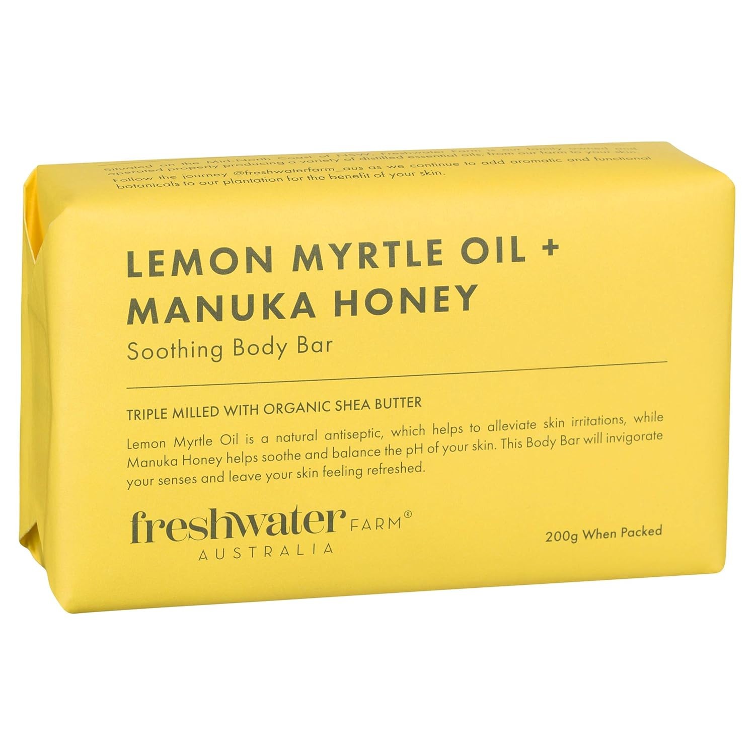 Freshwater Farm Australia Castile Body Bar Lemon Myrtle Oil + Manuka Honey