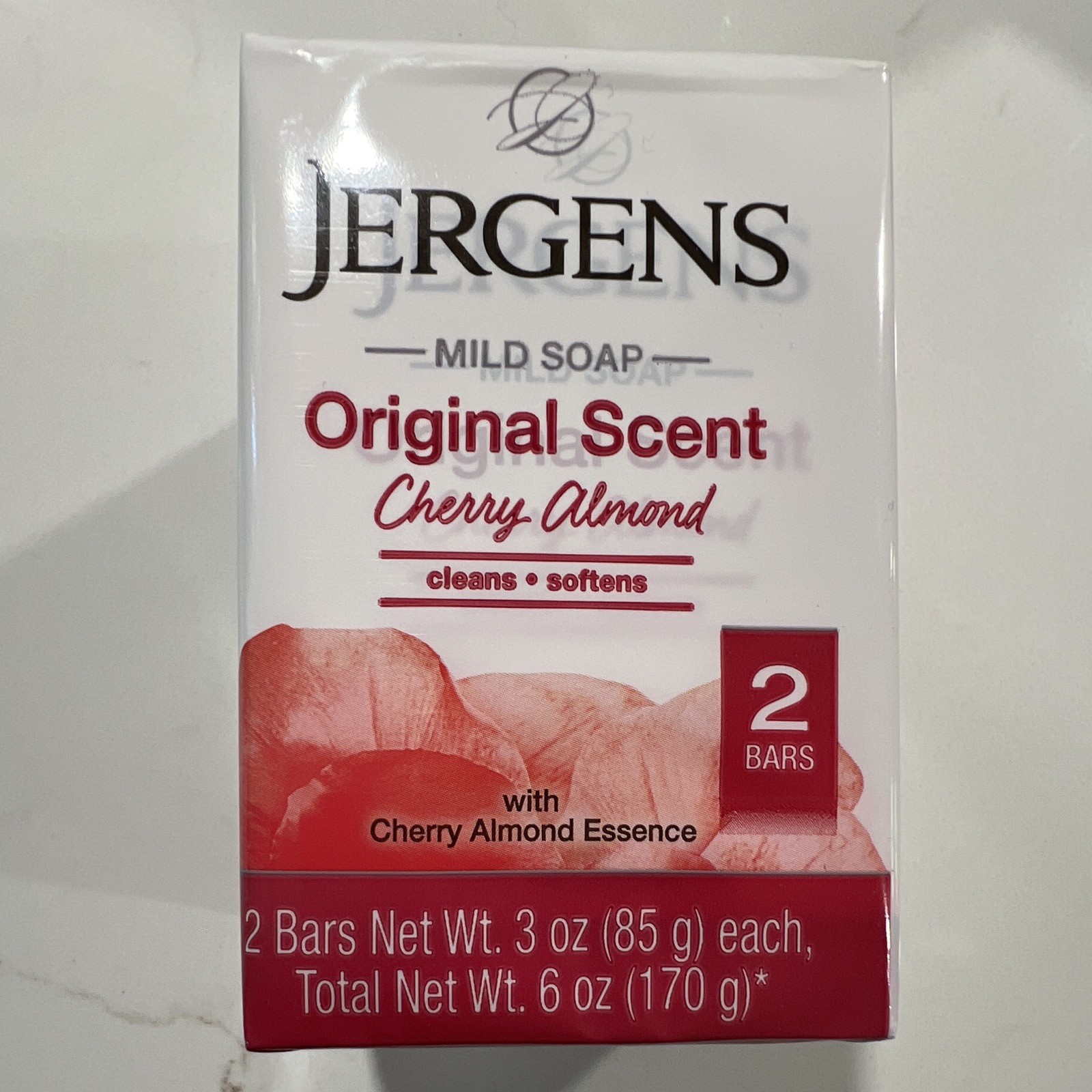 Jergens Original Scent Cherry Almond Mild Soap (Lot of 8, 16 bars total)