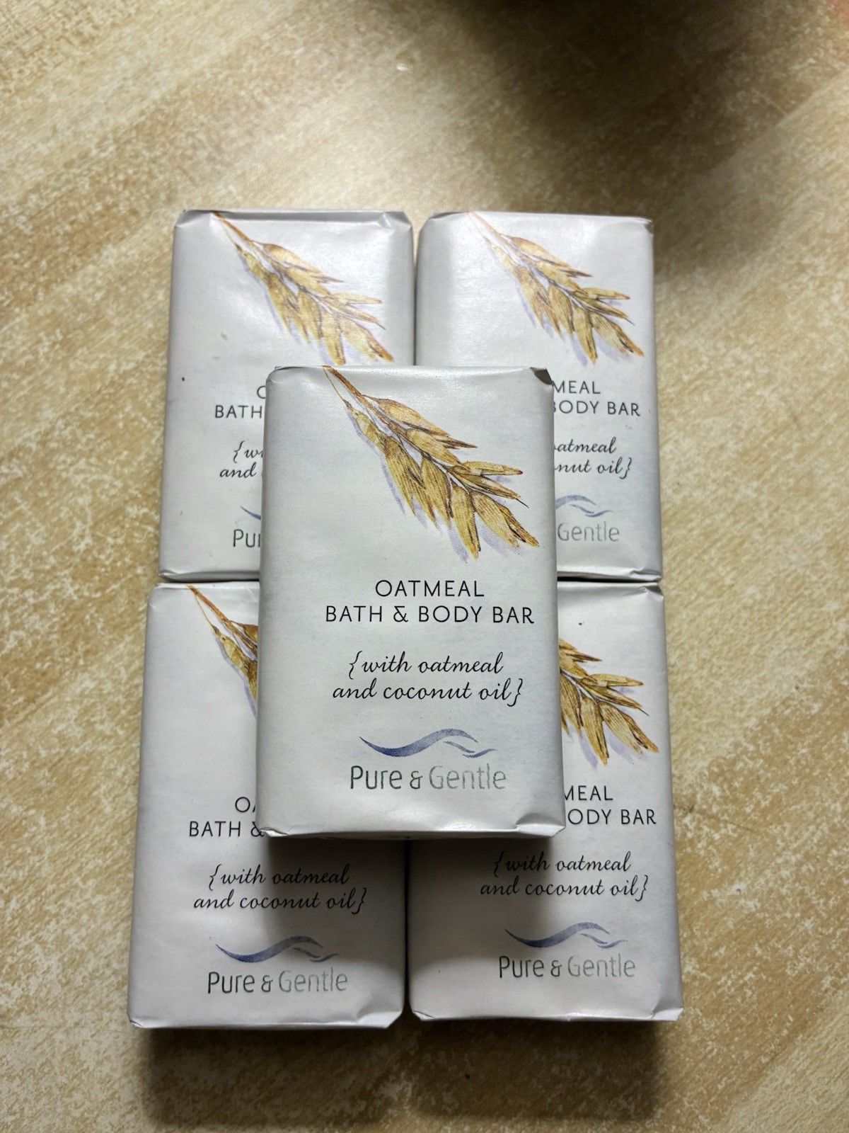 PURE & GENTLE Oatmeal Bath & Body Bar Soap Natural Coconut Oil Bulk NEW