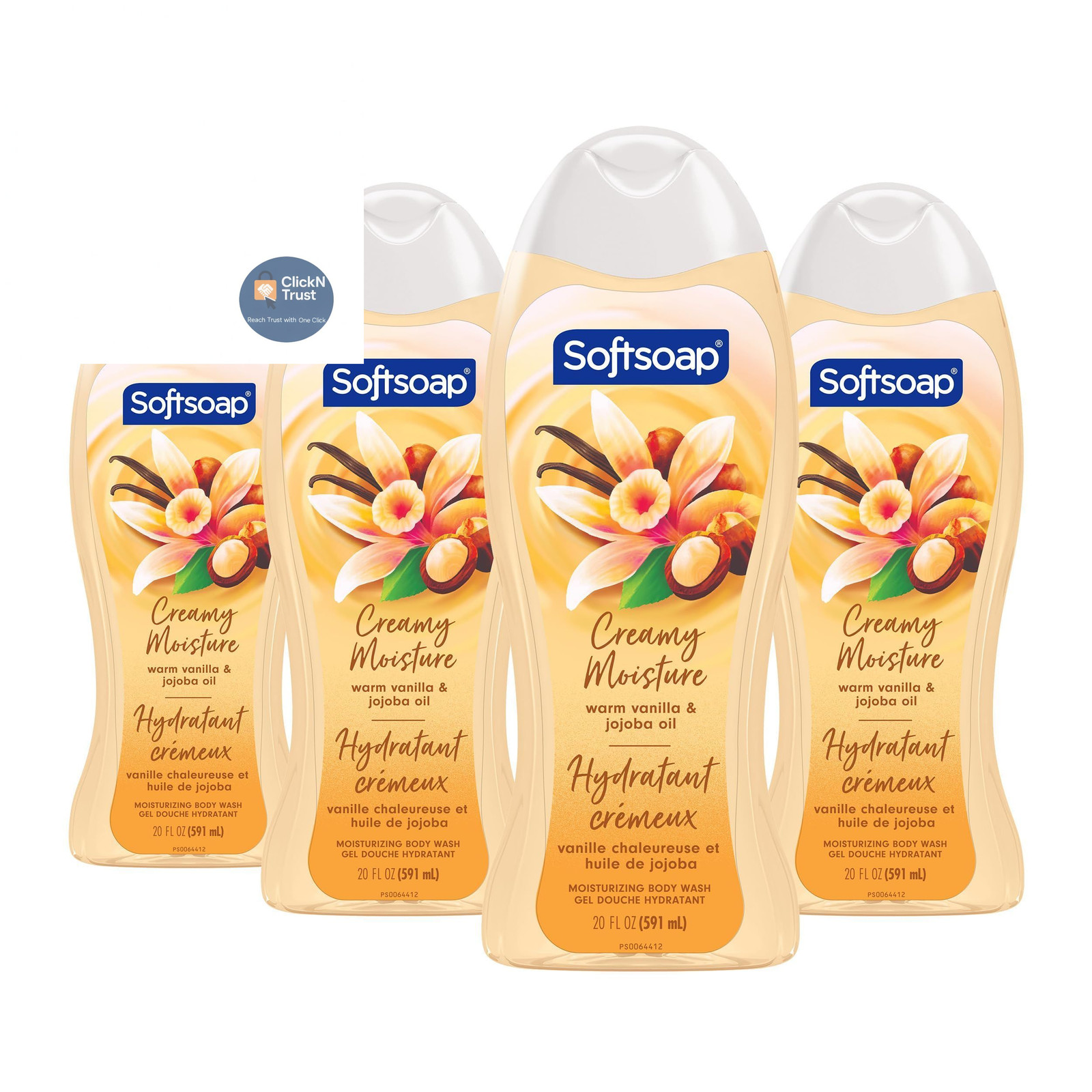 Softsoap Moisturizing Body Wash, Vanilla and Jojoba Oil 20 Fl Oz (Pack of 4)