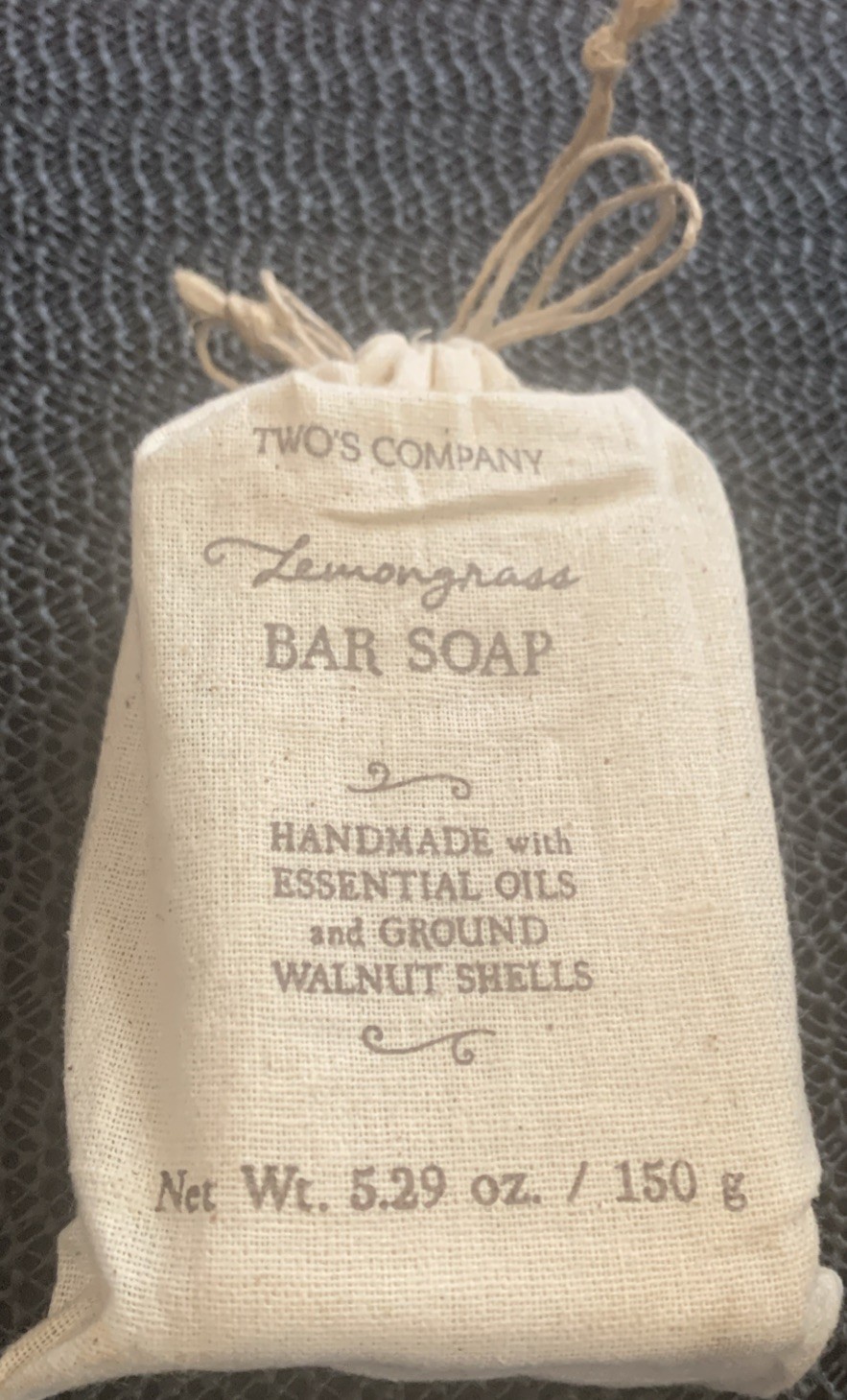 Two’s Company Lemongrass Handmade Bar Soap Essential Oils & Walnut 5.29 oz/150g