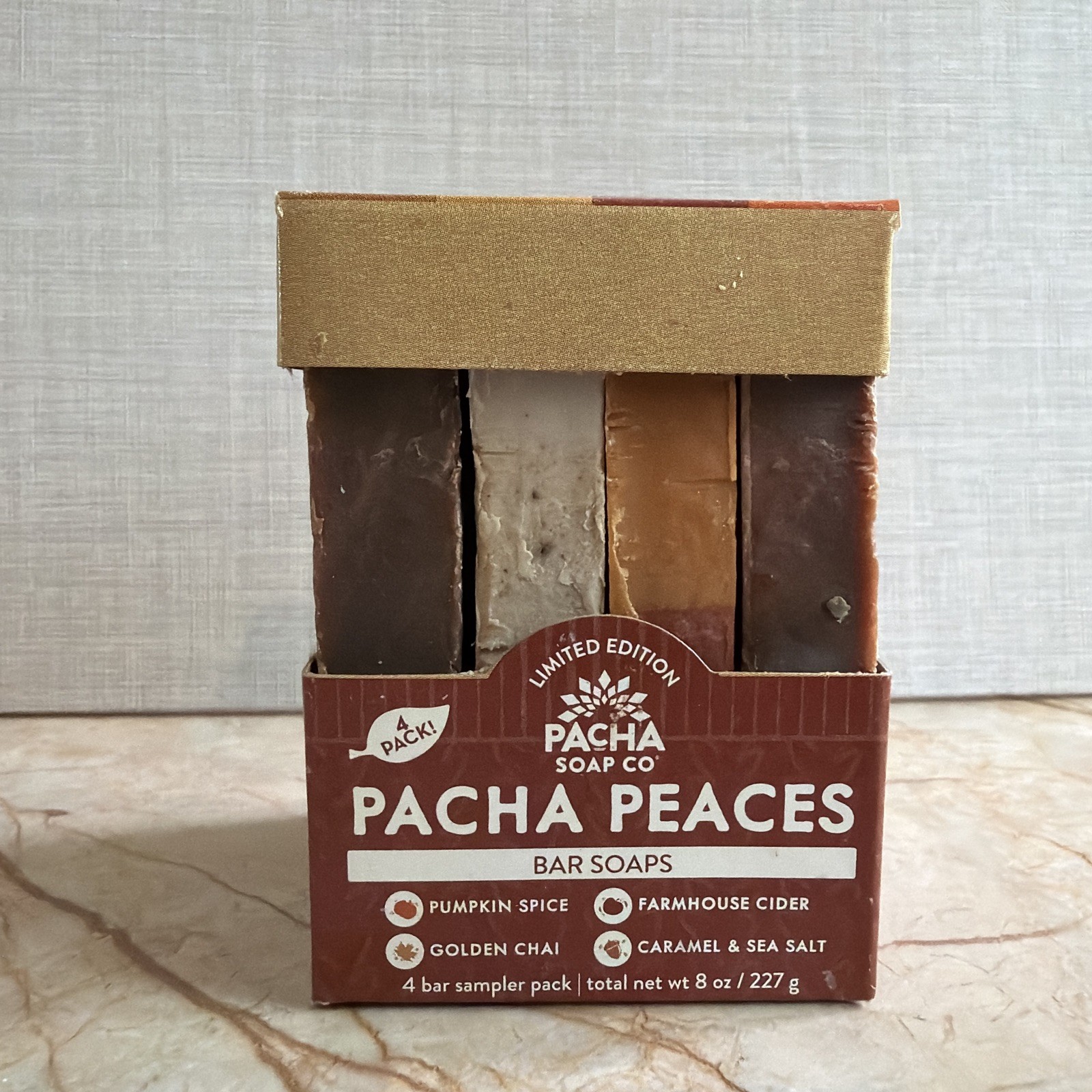 Pacha Soap Co, Pacha Peaces Limited Edition Bar Soap Sampler 4-Pack, Chai,Spice