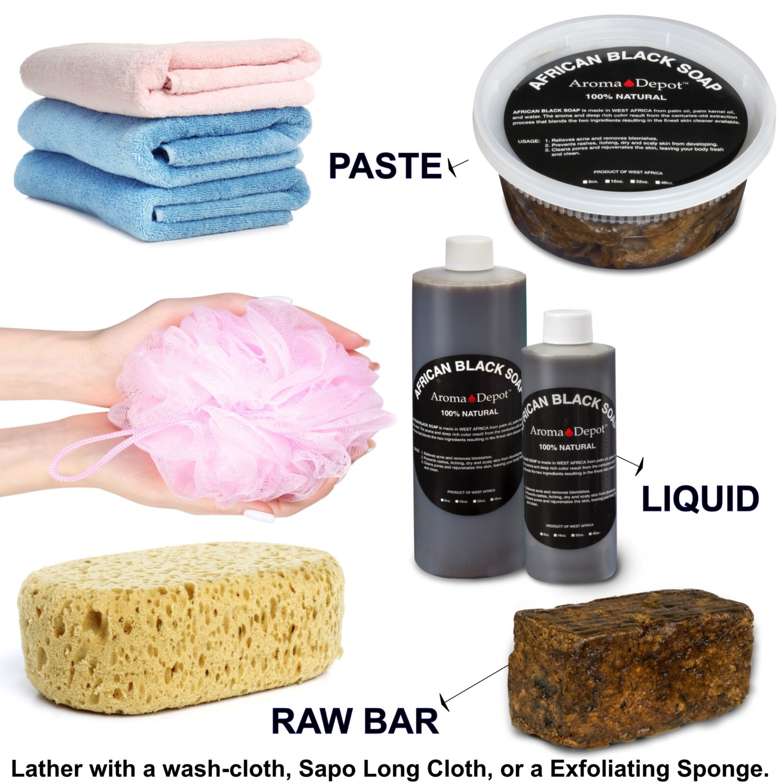 SCENTED Liquid 16 oz. Raw African Black Soap 100% Natural Organic Face Body Wash