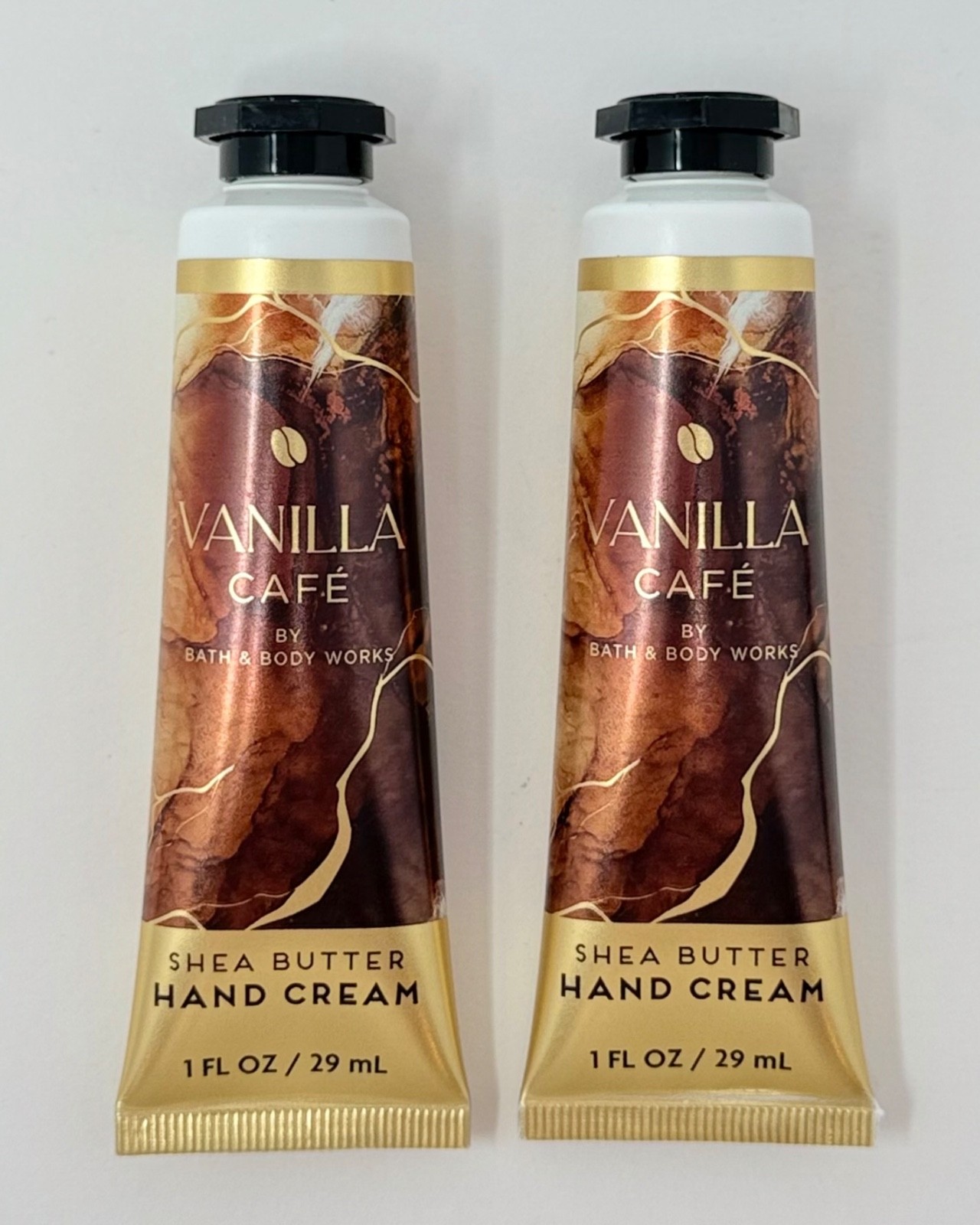 2 NEW BATH & BODY WORKS VANILLA CAFE HAND CREAM LOTION TRAVEL 1OZ SHEA BUTTER