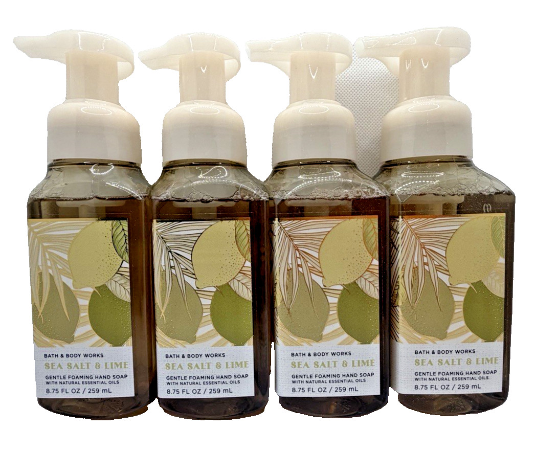 Bath & Body Works Sea Salt & Lime Gentle Foaming Hand Soap 8.75 Oz x4