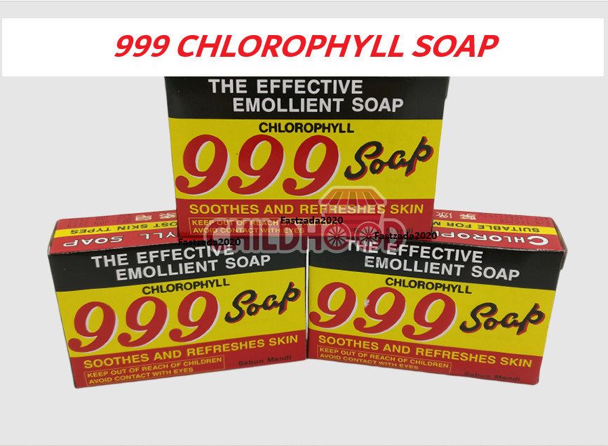 3x 999 Chlorophyll Herbal Soap 90g Anti-Acne Body Bar Made in Malaysia