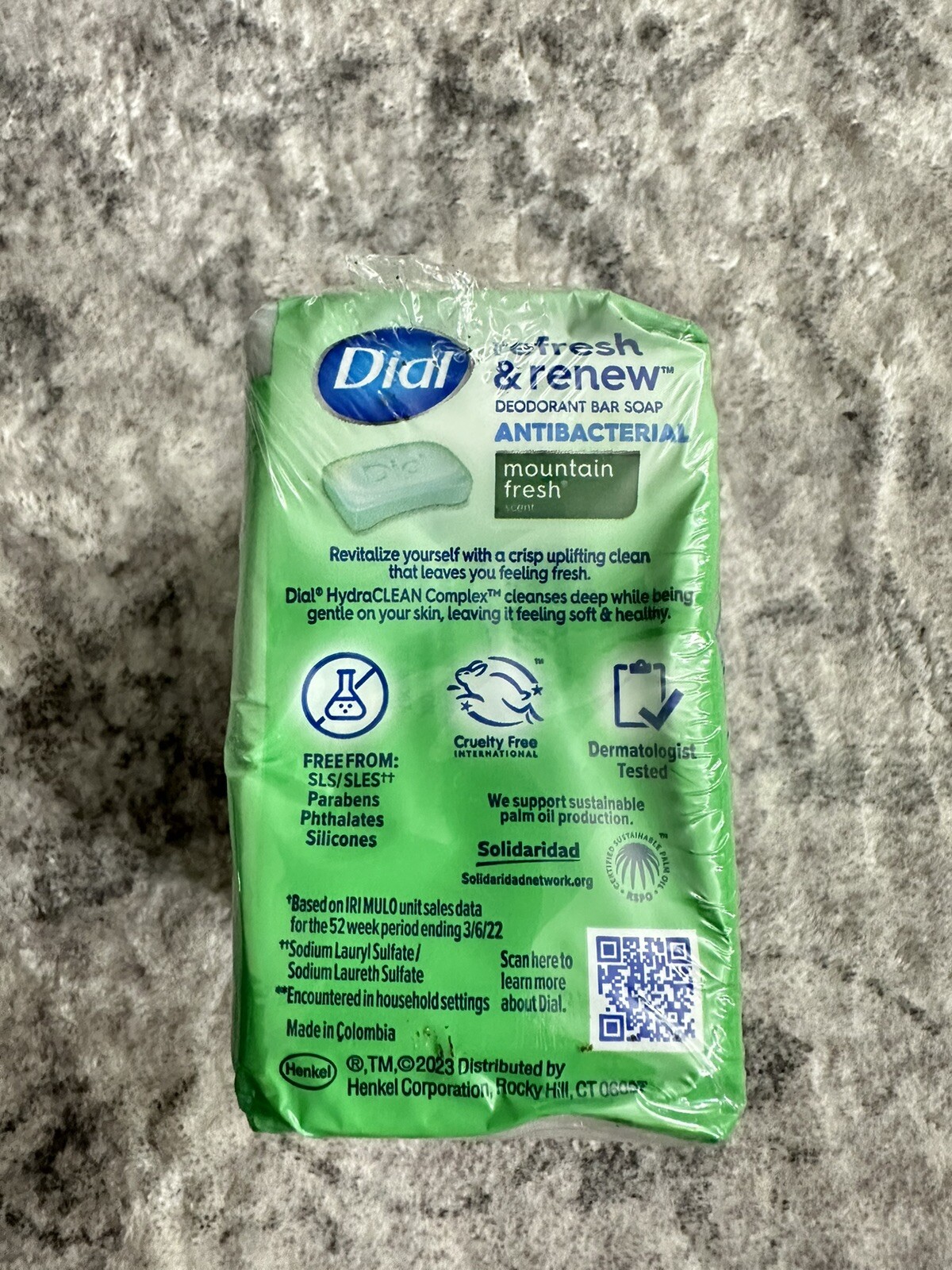 Dial Refresh & Renew Deodorant Bar Soap Antibacterial Mountain Fresh 3 Bars NEW
