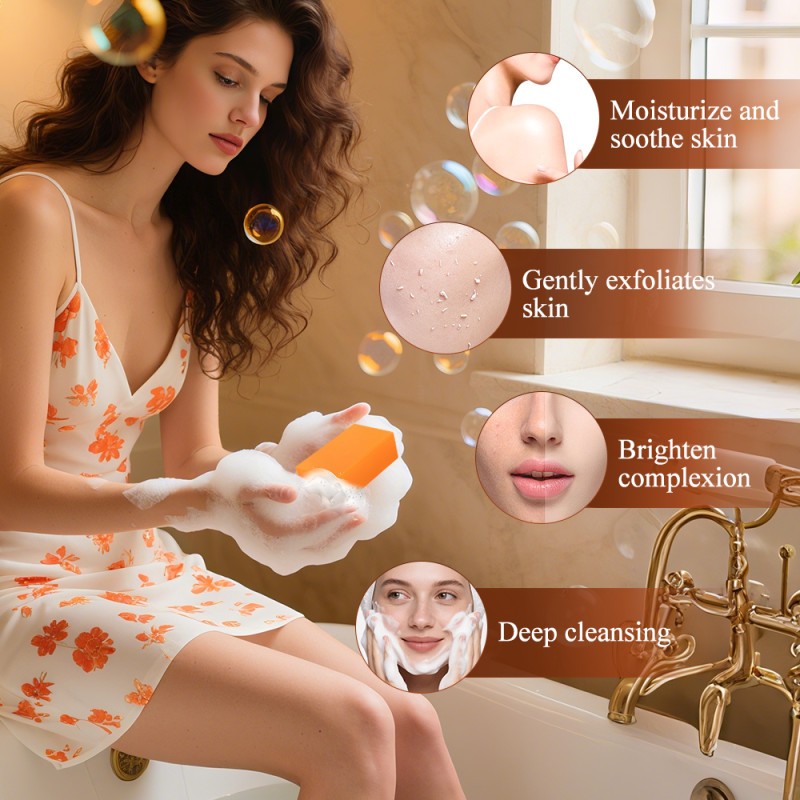 2PCS Natural Persimmon Soap Bar Body Odor Control Deodorant Soap for Men & Women