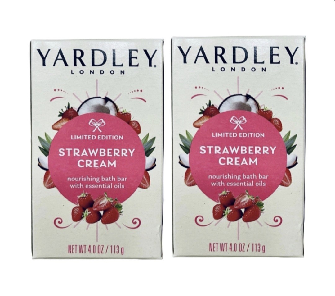 § YARDLEY (2-BARS) 4 Oz. 🍓🫧 ●STRAWBERRY CREAM● 🍓🥥 ≈NOURISHING≈ Bath 🫧 Bars.