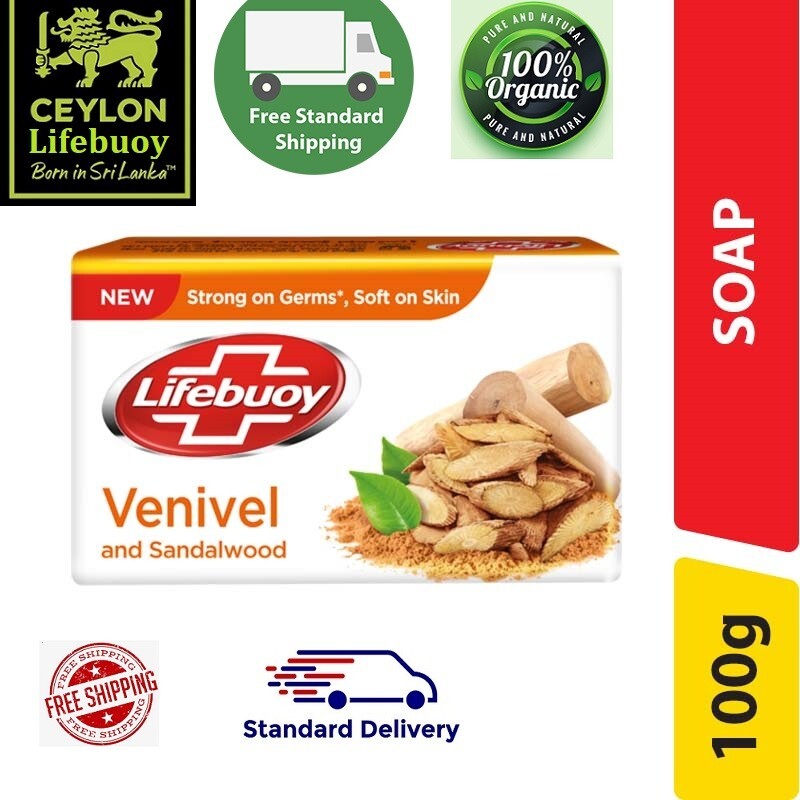 Ceylon Organic Lifebuoy Venival & Sandalwood Germ Protection Body Soap 100g 1Pcs