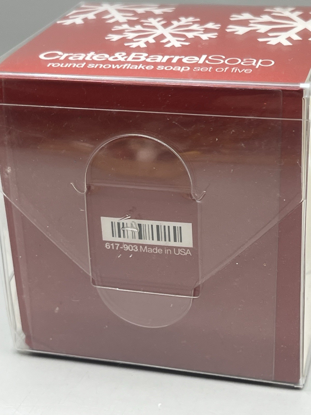 NEW Crate&Barrel (5) Round Snowflake Soaps Made In The USA