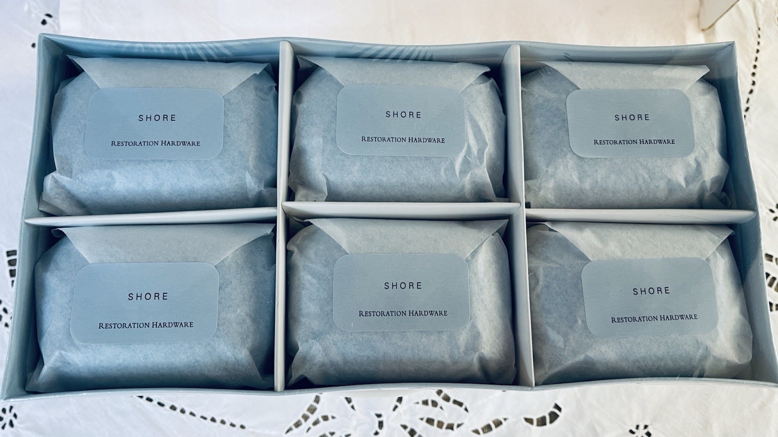 Discontinued Soap Set Restoration Hardware Shore Set Bars 6x 5.3 Oz NOS