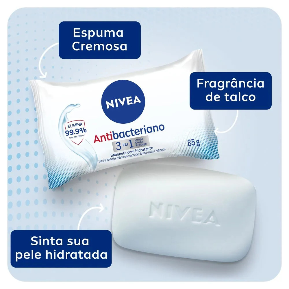 Nivea Sabonete em Barra Antibacteriano 3 em 1 85g