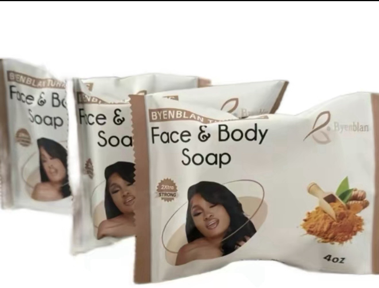 Byenblan Turmeric Face & Body Soap – 4 oz – 2X Extra Strong – Handmade Skin Brig
