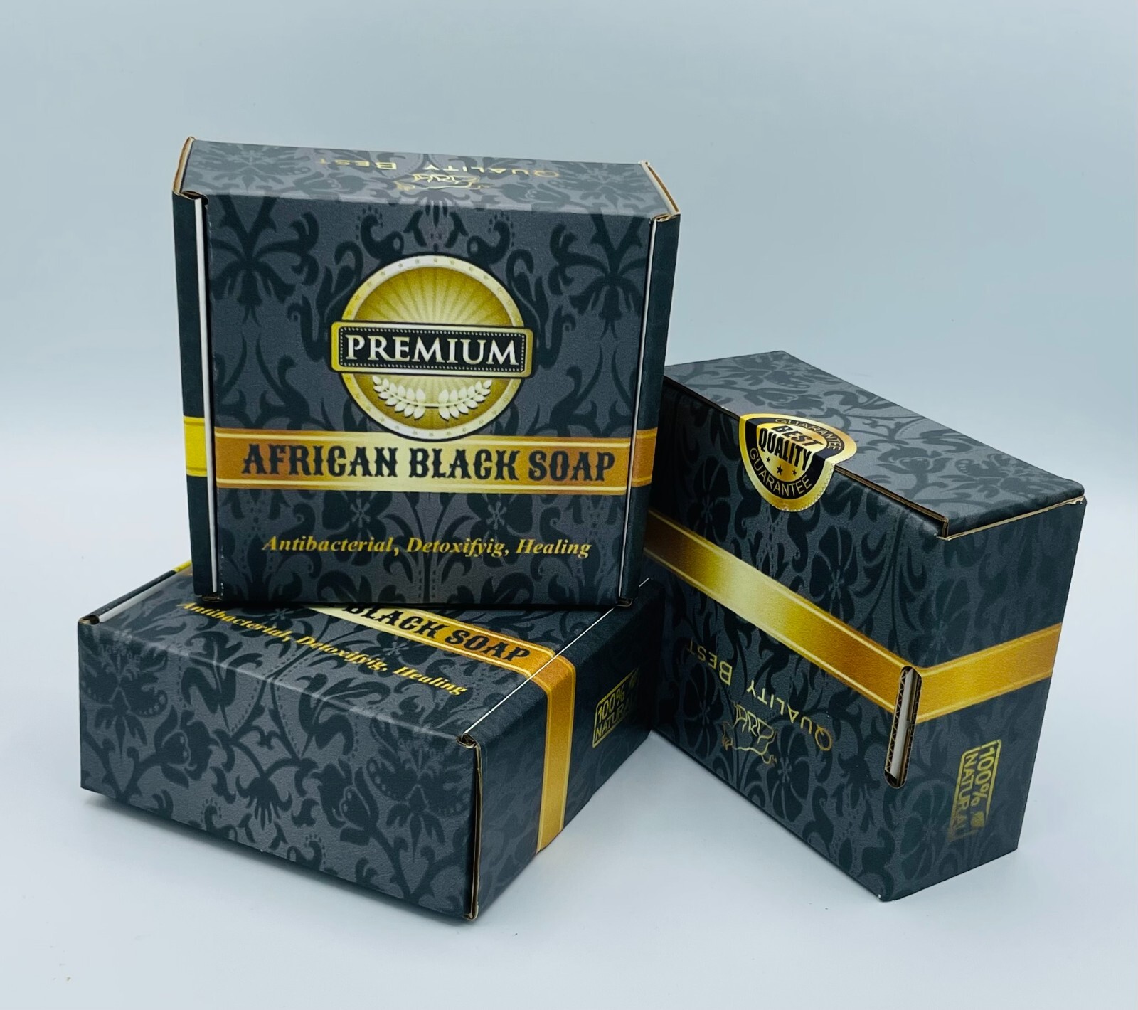 3 x 1lb Raw African Black Soap Organic Bar From Ghana Bulk Face Acne Body Wash