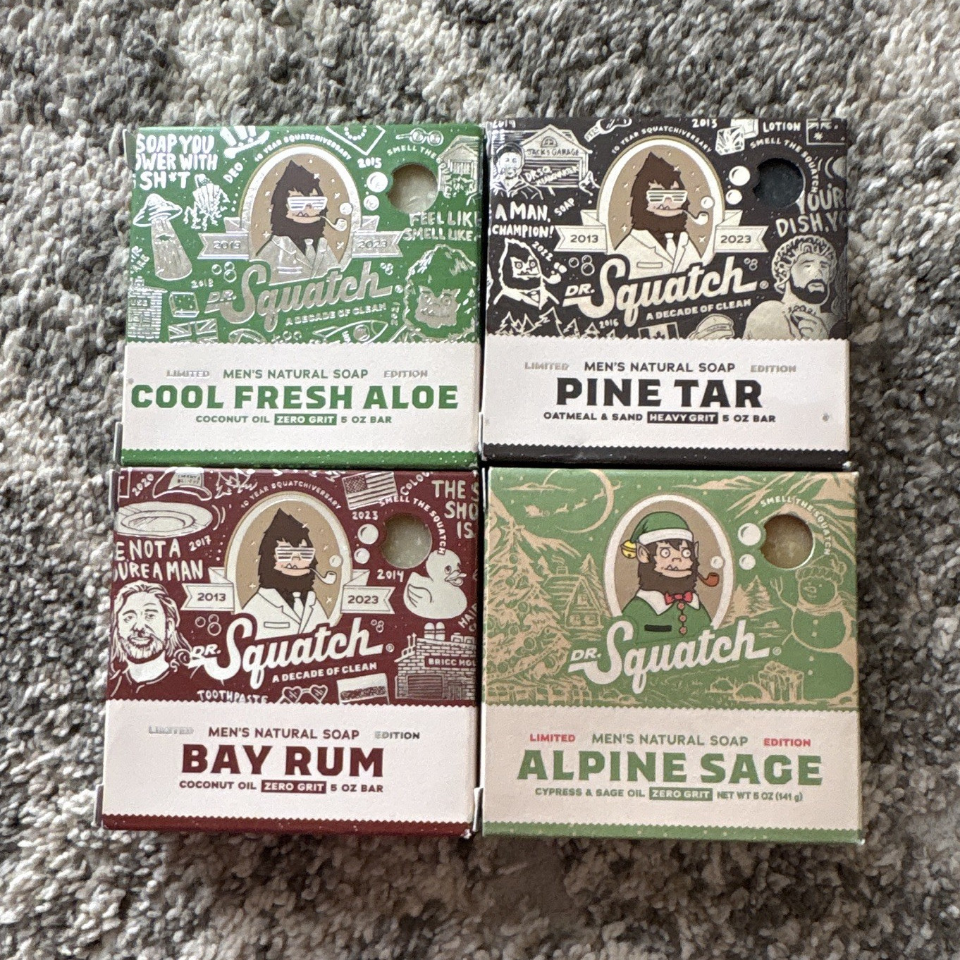 Dr. Squatch Limited Edition All Natural 4-Bar Soap Bundle 5oz Pine Tar + More