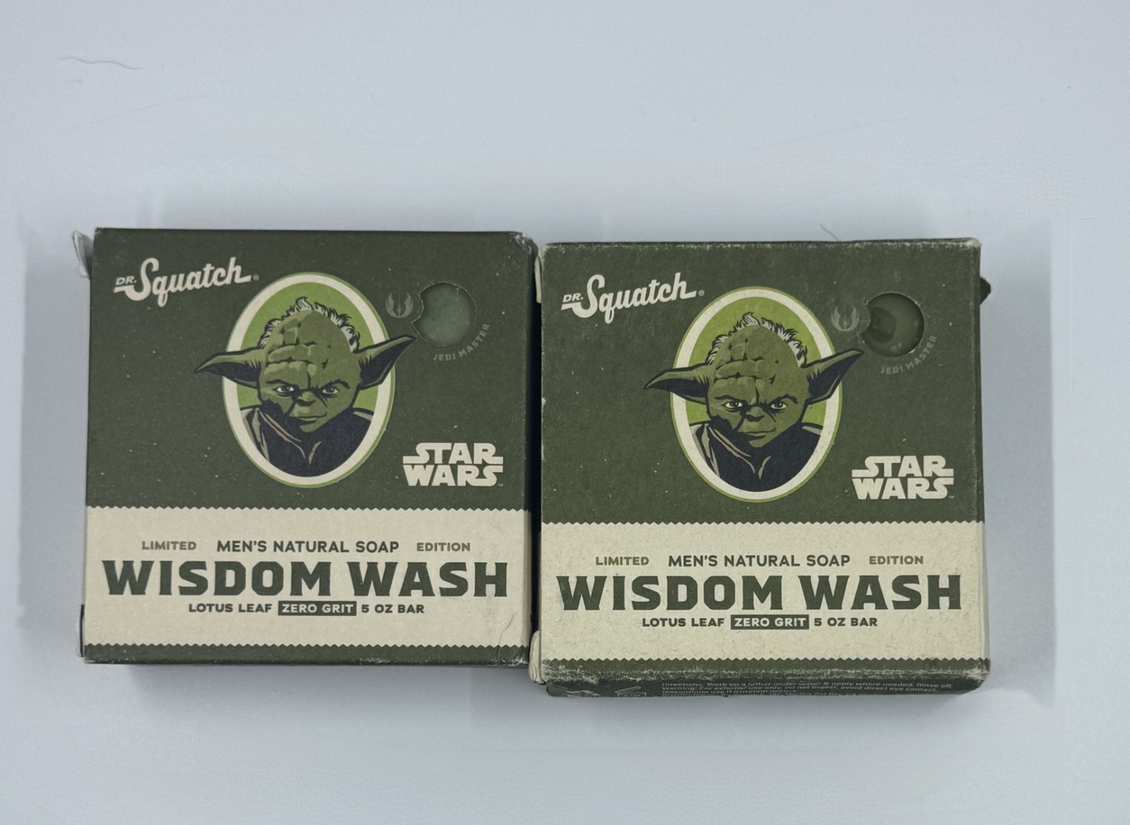 Lot of 2 -Dr. Squatch WISDOM WASH Star Wars Yoda Natural Bar Soap for Men, 5 oz