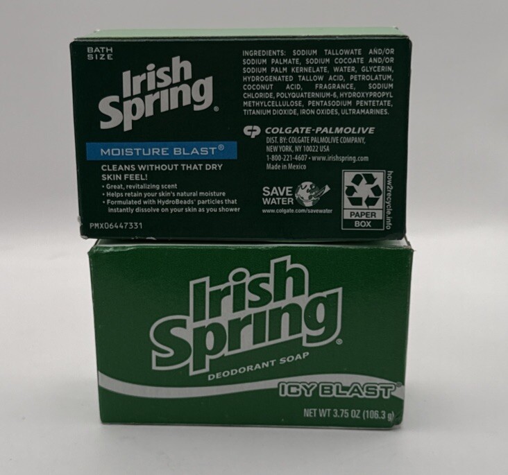 Irish Spring Moisture Blast And Icy Blast Bars 3.70 And 3.75 Oz NIB