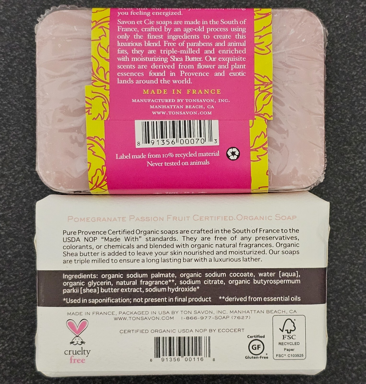 Organic Triple Milled Bar Soap Pure Provence (2 Bars) – Acai/Passion Fruit