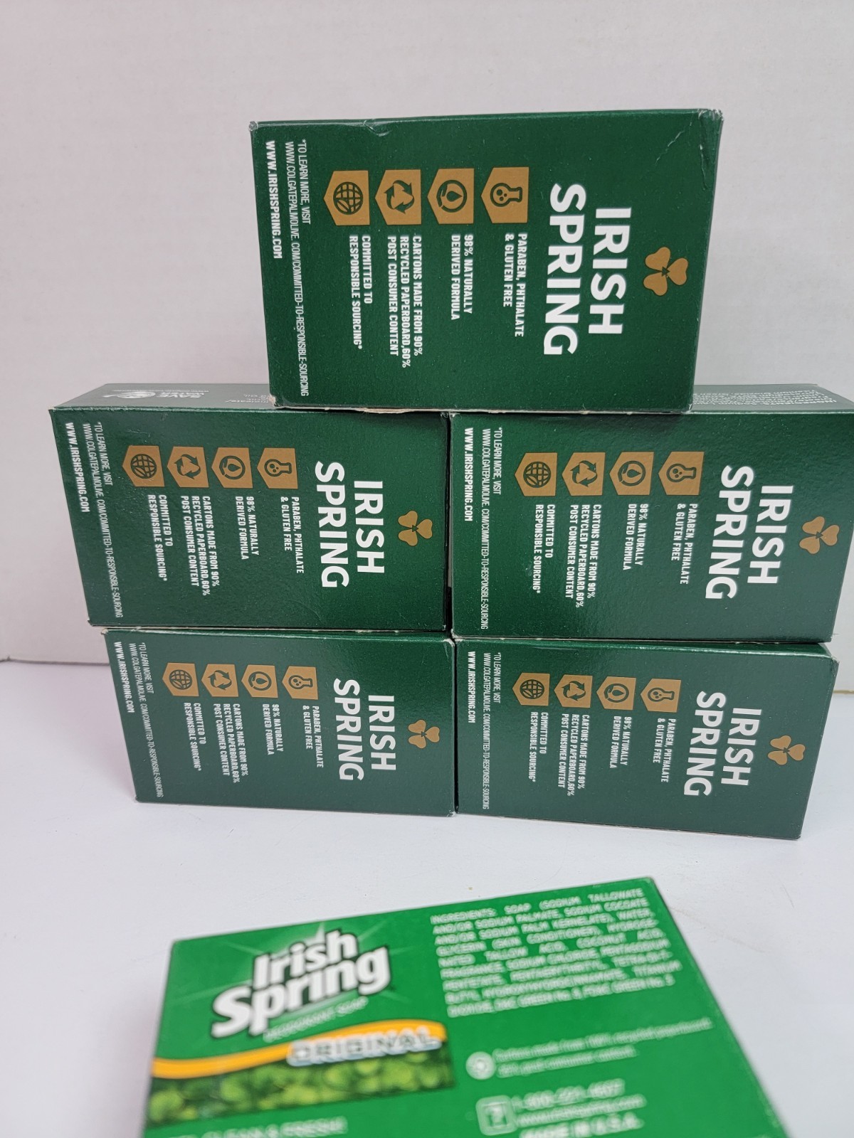 Irish Spring Original Clean Deodorant Soap Lot of 6 Bars 4.5 oz 4 oz New Sealed