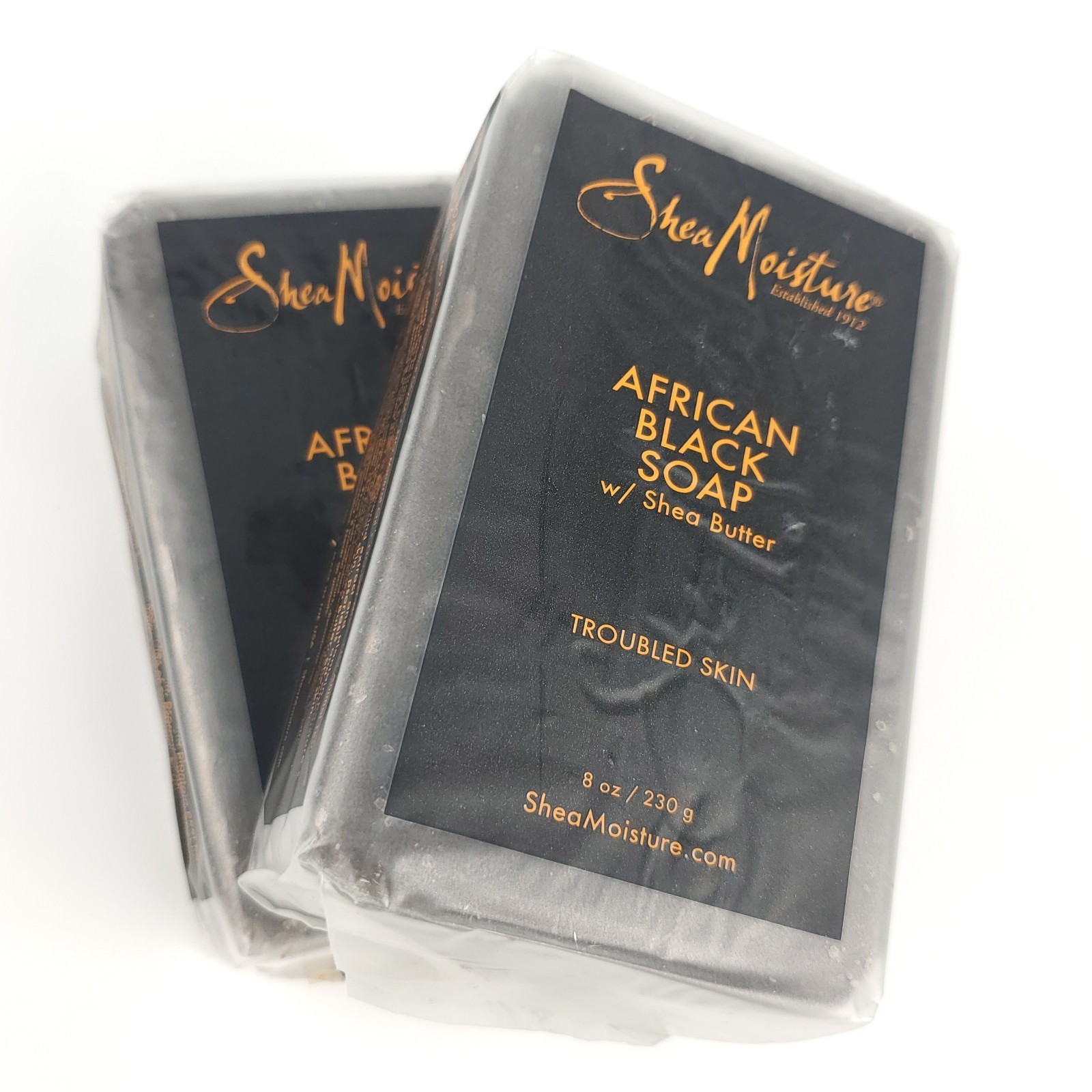 2 Pk Shea Moisture African Black Soap Calm & Clearing Bar Soap, 8 oz each