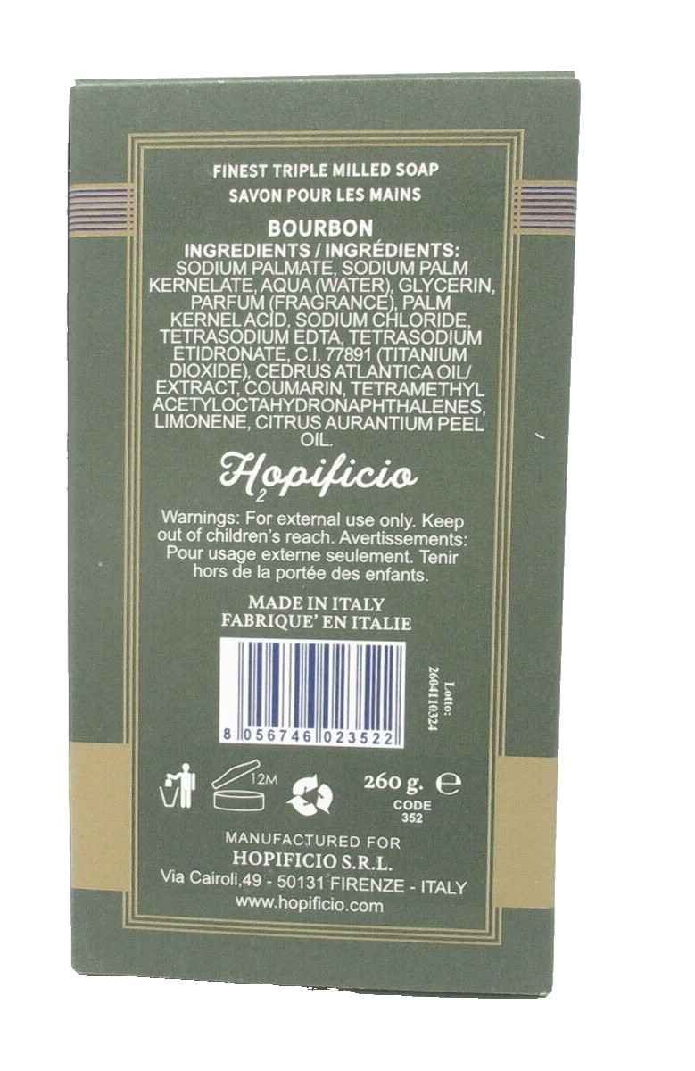 Italian Luxury Bar Soap For Men Bourbon scented large 10.5oz Hopififio