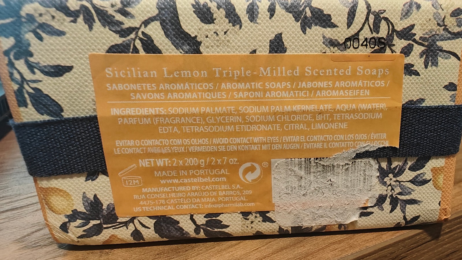 Castelbel Sicilian Lemon Luxury Soap Bars 2-Pack 200g Made in Portugal Gift Set