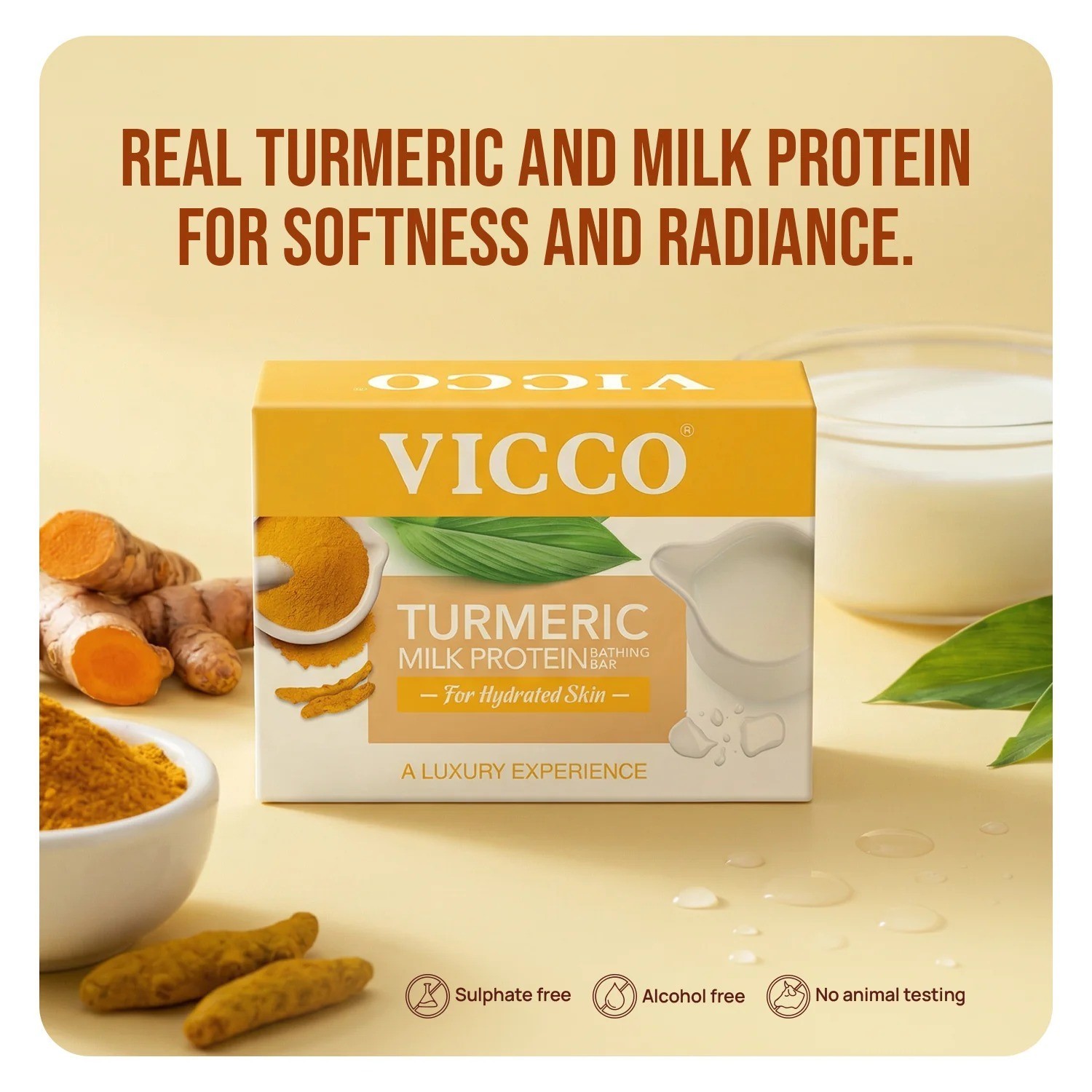 Vicco Turmeric Milk Protein Bath Soap Skin Brightening Moisturizing 100g 4 pack