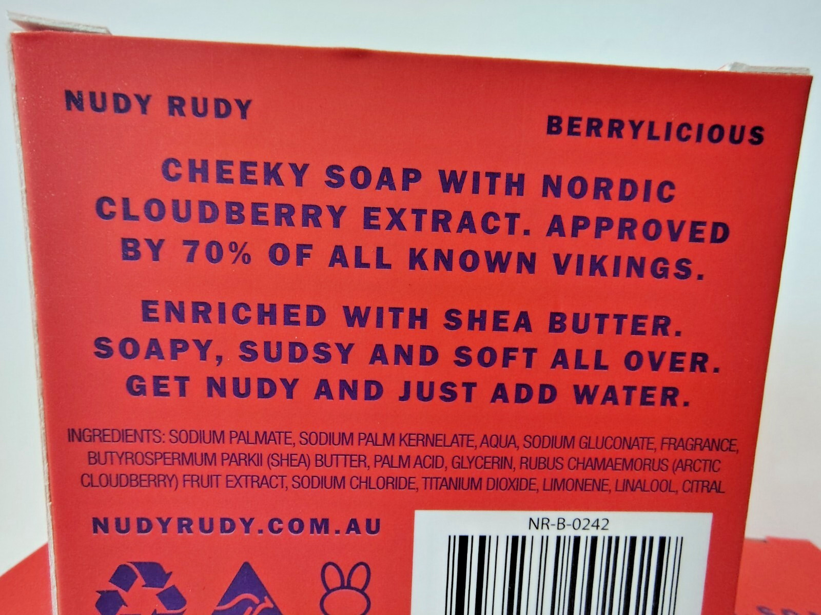 NudyRudy Berrylicious Soap, 4.2oz, Plant Oil Soap, Lot of 5