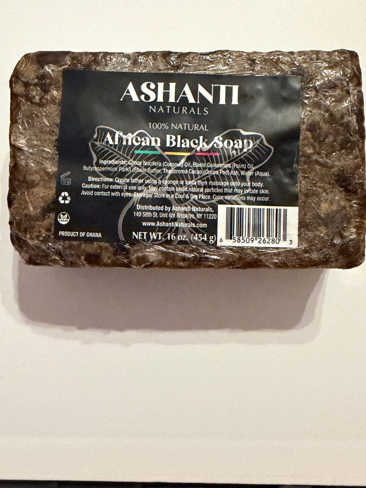 Ashanti Naturals African Black Soap 16 oz Bar 100% Natural Ghana 🇬🇭 NEW SEALED