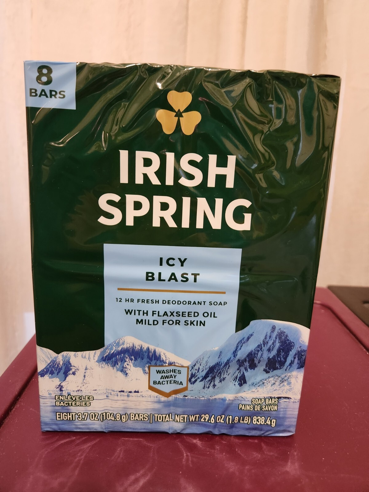 Irish Spring Icy Blast Bar Soap 12hr Protection 3.7 oz 8 Bars Brand New Sealed