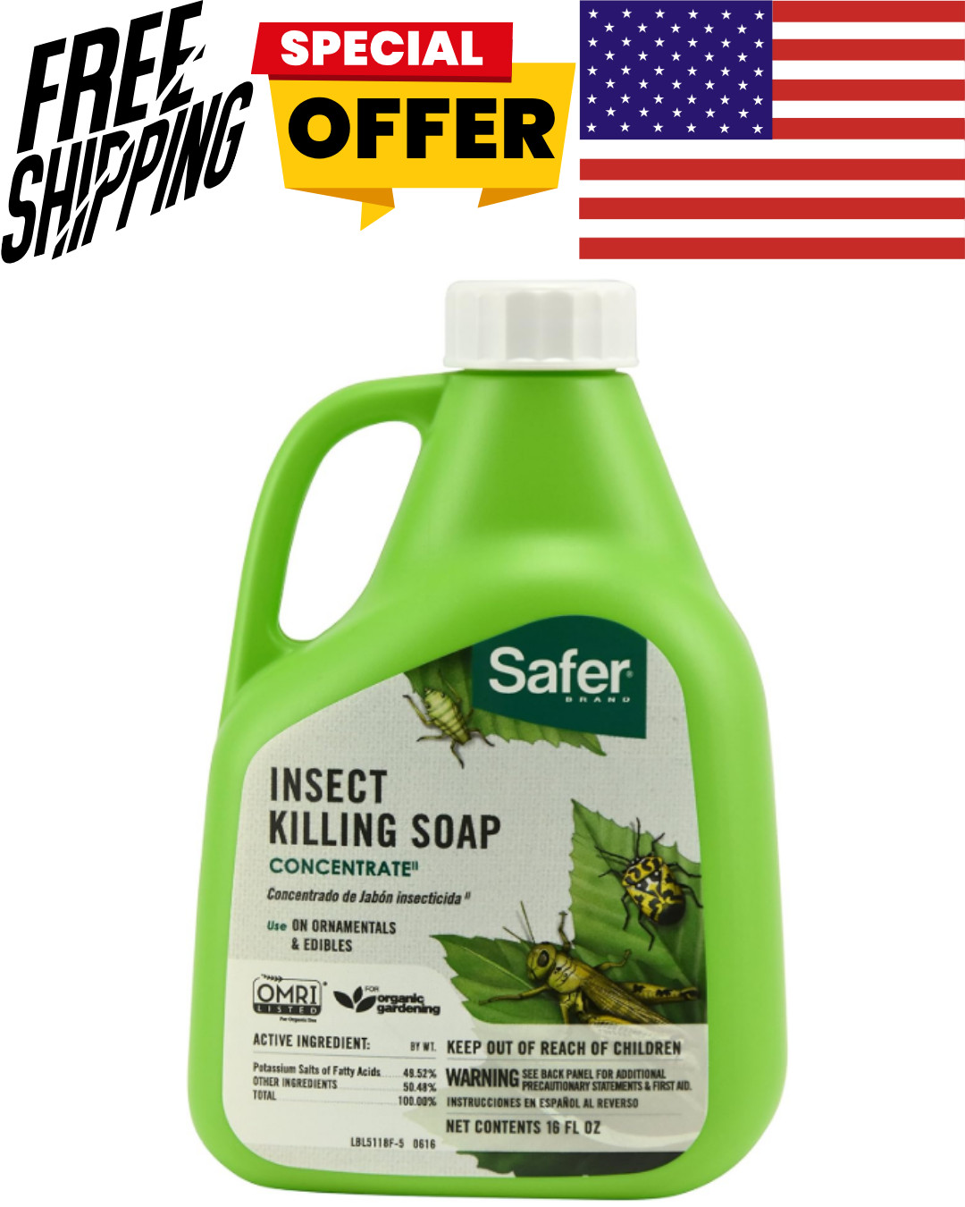Insect Killing Soap Spray, Effective against Whiteflies, Thrips and Mealybugs