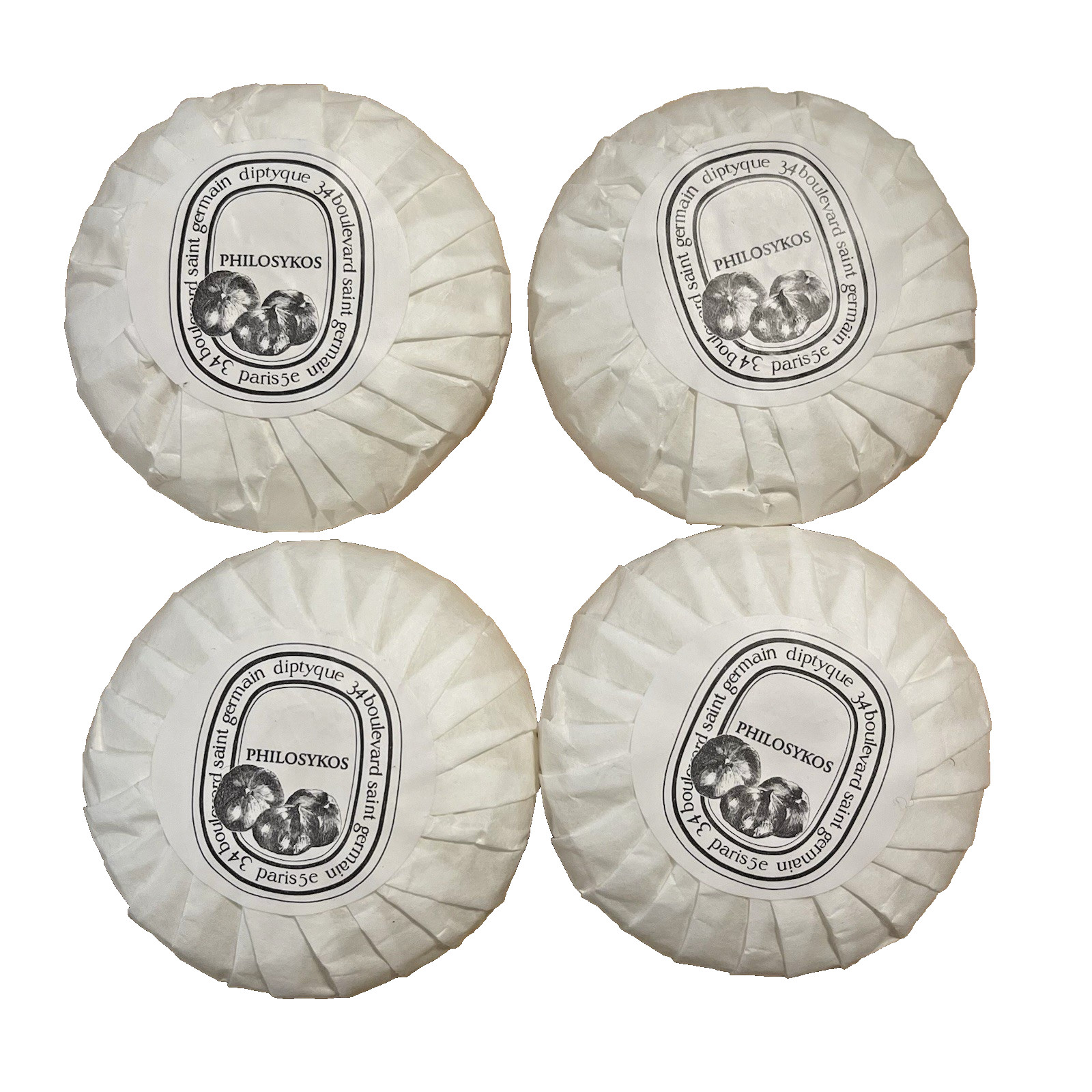 NEW Set of 4 Diptyque Philosykos Round Soap Bar 45g/1.58 oz Saint Germain Paris