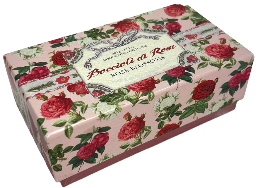 Sapon Boccioli De Rosa Rose Blossoms Tuscan Fine Bath Soap 10.5 oz NOS Boxed Bar