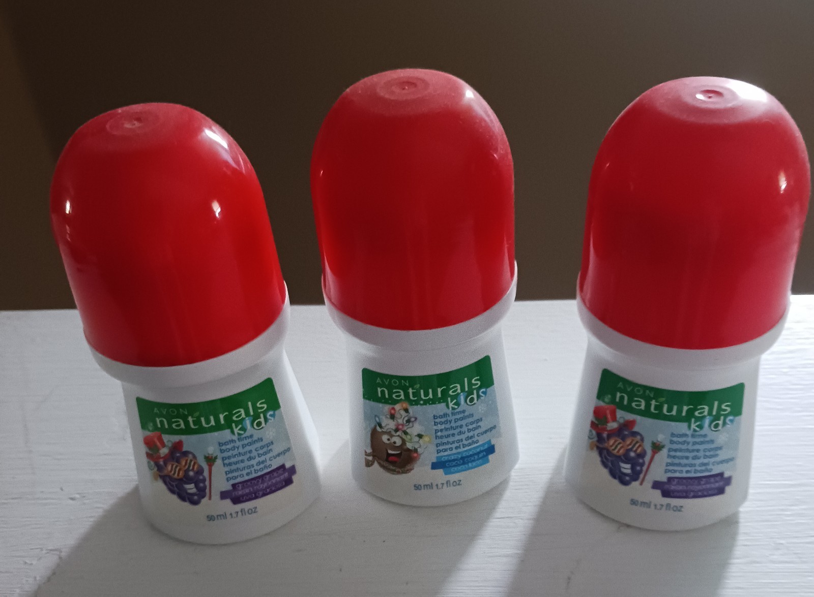 Avon Naturals Kids Bath Time Body Paints Lot of 3 – Crazy Coconut – Groovy Grape