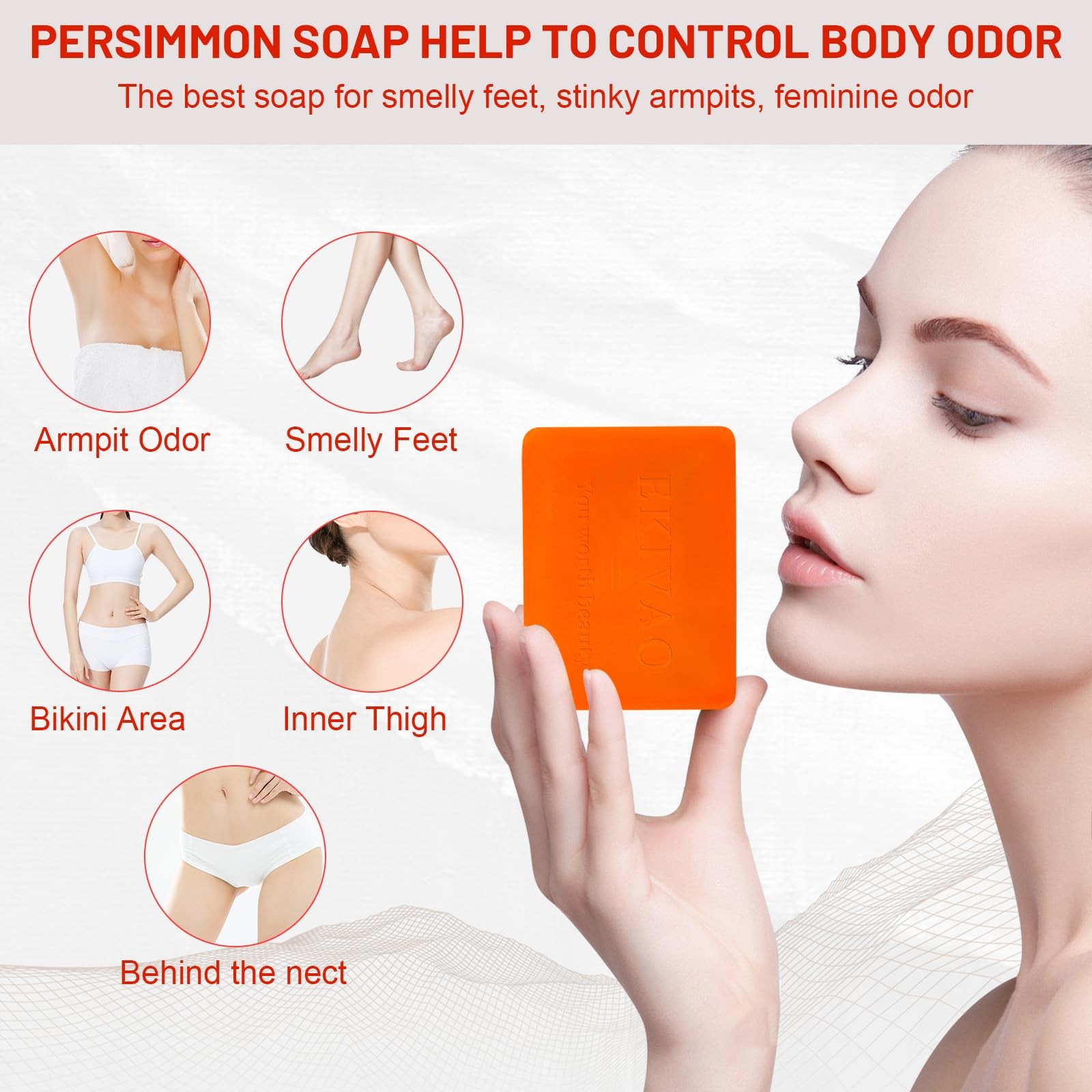 Natural Persimmon Soap Bar 3-Pack for Odor Control – Organic Deodorant Soap