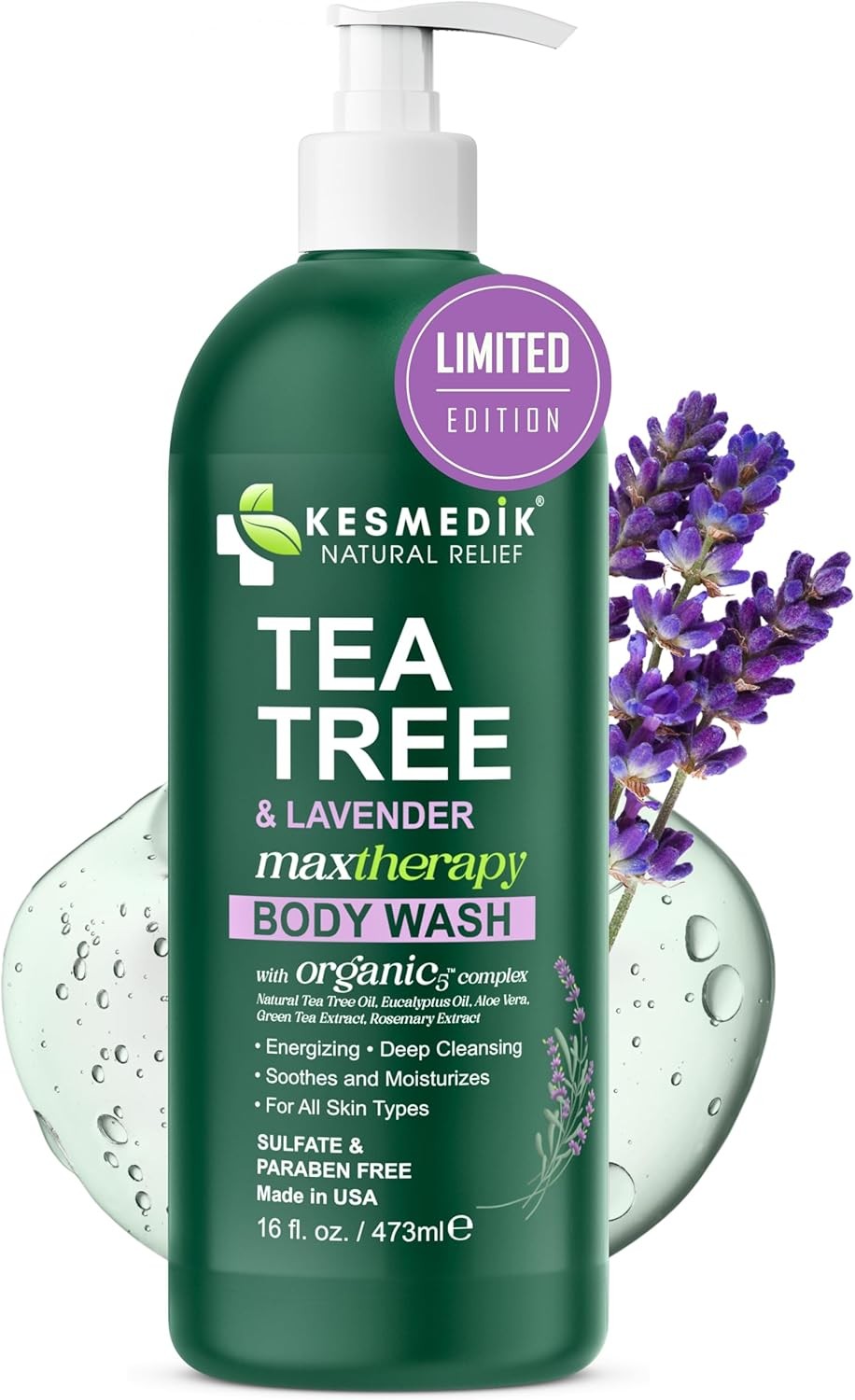 Tea Tree Lavender Body Wash MaxTherapy, Itchy Skin Relief, Antifungal Defense,