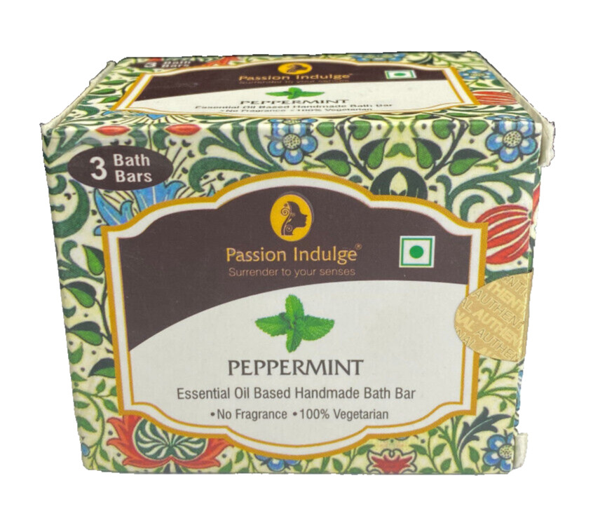 Passion Indulge Peppermint Handmade Bath Bar Pack of 3*100g NIB